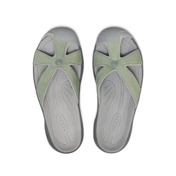 Women's Bali Leather Slide Sandal  |  Lily Pad/Steel Grey