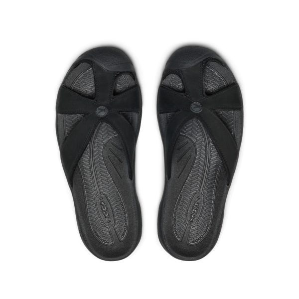 Women's Bali Leather Slide Sandal | Black/Black